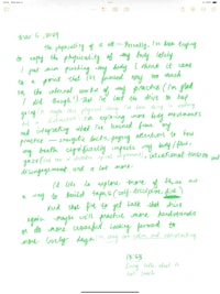 a green handwritten note on an ipad