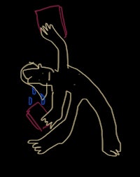 a drawing of a man holding a book