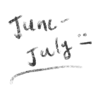 a black background with the words june july written on it